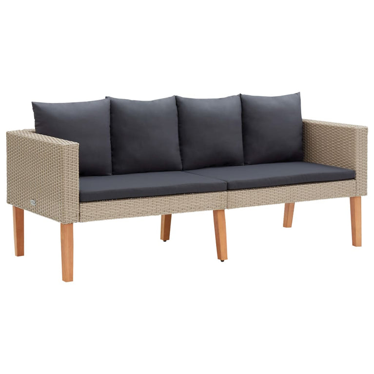 3-delige Loungeset met kussens poly rattan beige MeubelReus
