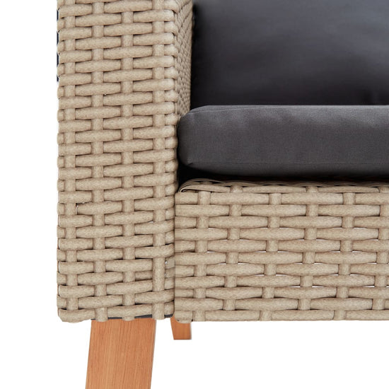 3-delige Loungeset met kussens poly rattan beige MeubelReus