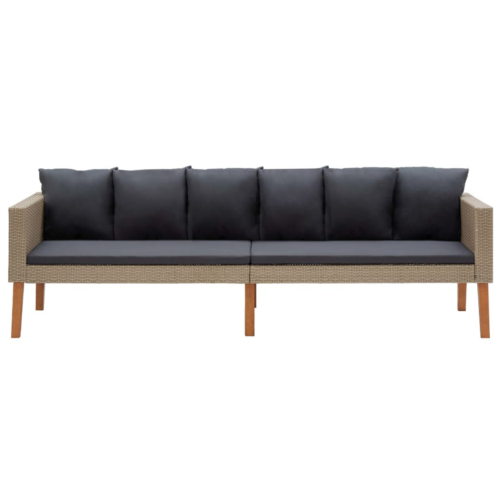 3-delige Loungeset met kussens poly rattan beige MeubelReus