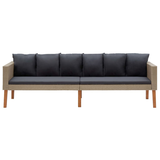 3-delige Loungeset met kussens poly rattan beige MeubelReus