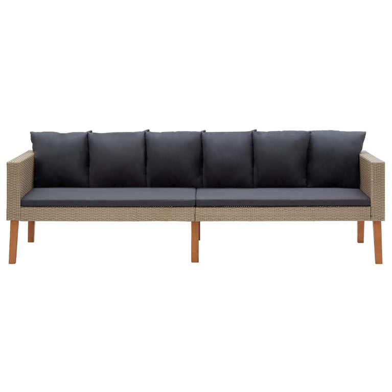 3-delige Loungeset met kussens poly rattan beige MeubelReus