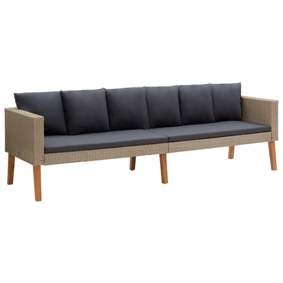3-delige Loungeset met kussens poly rattan beige MeubelReus