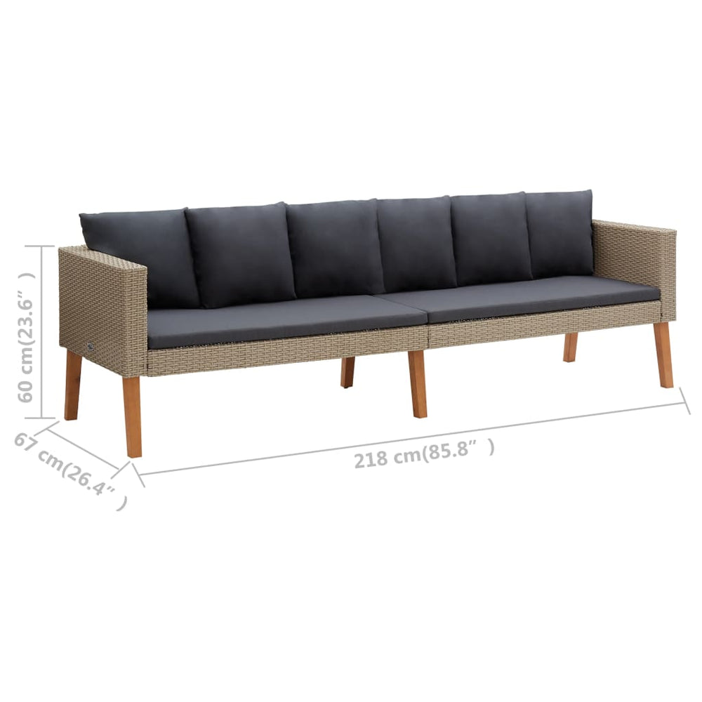 3-delige Loungeset met kussens poly rattan beige MeubelReus