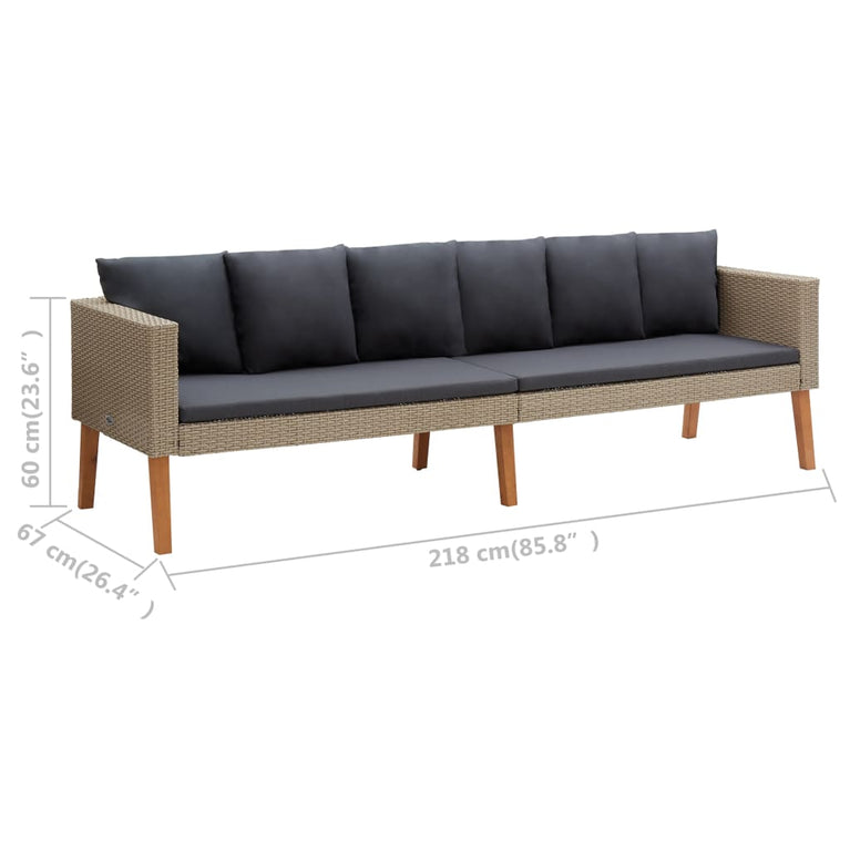 3-delige Loungeset met kussens poly rattan beige MeubelReus