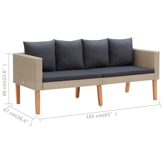 3-delige Loungeset met kussens poly rattan beige MeubelReus