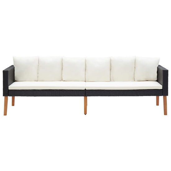 2-delige Loungeset met kussens poly rattan zwart MeubelReus