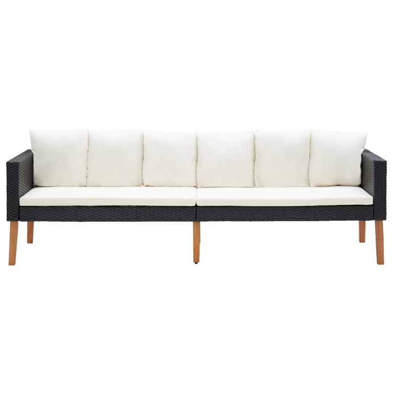 2-delige Loungeset met kussens poly rattan zwart MeubelReus