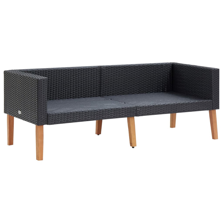 3-delige Loungeset met kussens poly rattan zwart MeubelReus