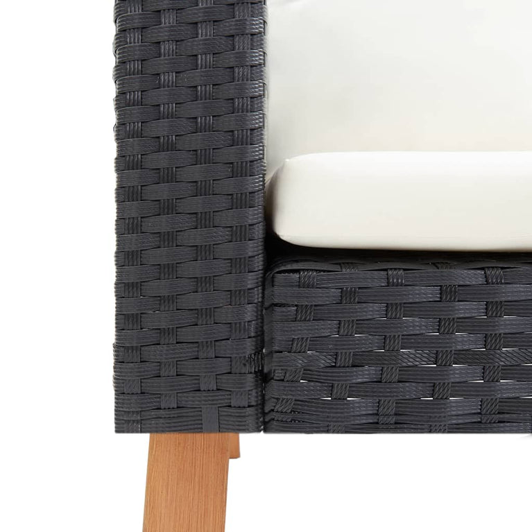 3-delige Loungeset met kussens poly rattan zwart MeubelReus