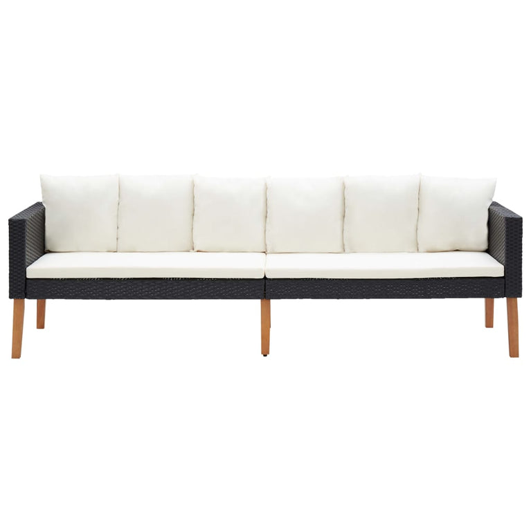3-delige Loungeset met kussens poly rattan zwart MeubelReus