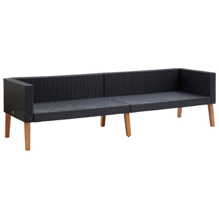 3-delige Loungeset met kussens poly rattan zwart MeubelReus