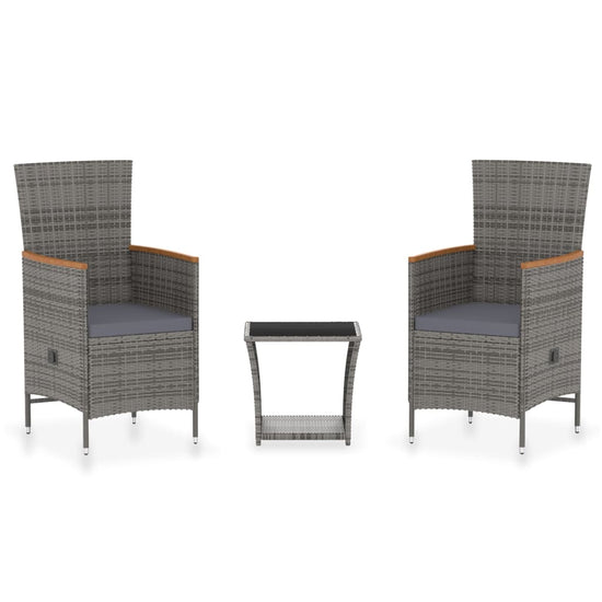 3-delige Loungeset met kussens poly rattan grijs MeubelReus