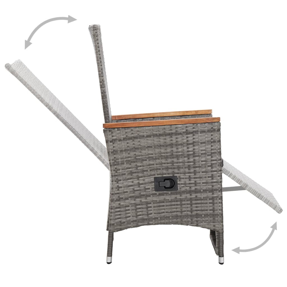 3-delige Loungeset met kussens poly rattan grijs MeubelReus