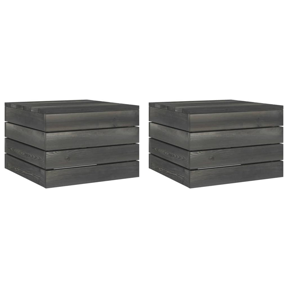Tuintafels 2 st pallet massief grenenhout donkergrijs MeubelReus
