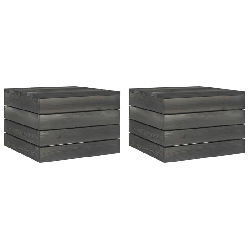 Tuintafels 2 st pallet massief grenenhout donkergrijs MeubelReus