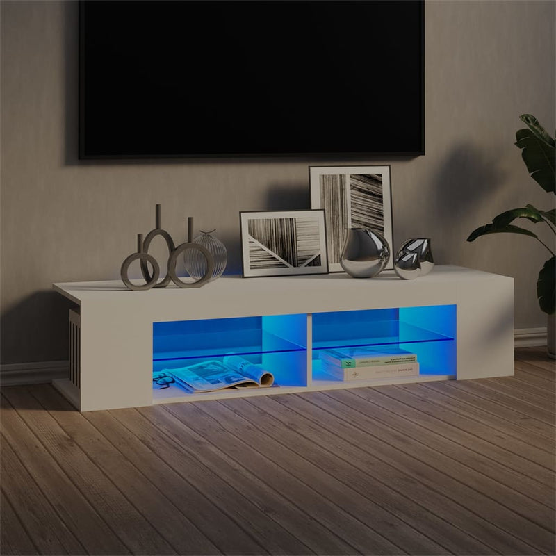 Tv-meubel met LED-verlichting 135x39x30 cm wit MeubelReus