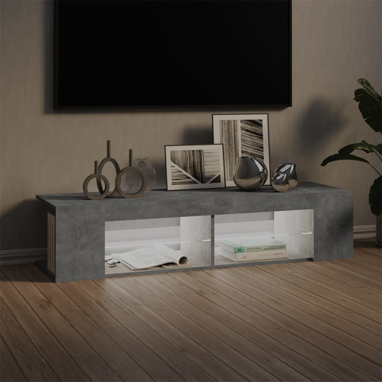 Tv-meubel met LED-verlichting 135x39x30 cm betongrijs MeubelReus