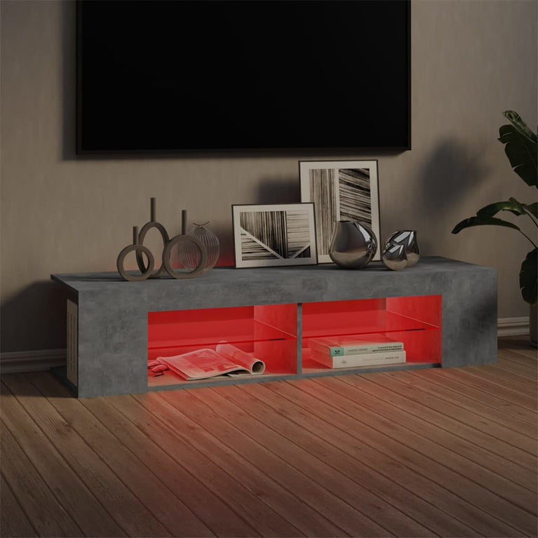 Tv-meubel met LED-verlichting 135x39x30 cm betongrijs MeubelReus