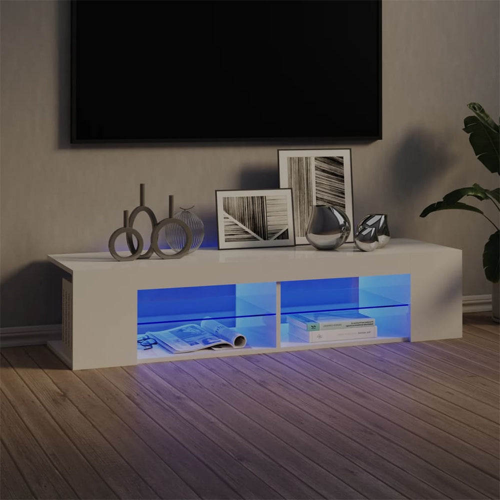 Tv-meubel met LED-verlichting 135x39x30 cm hoogglans wit MeubelReus
