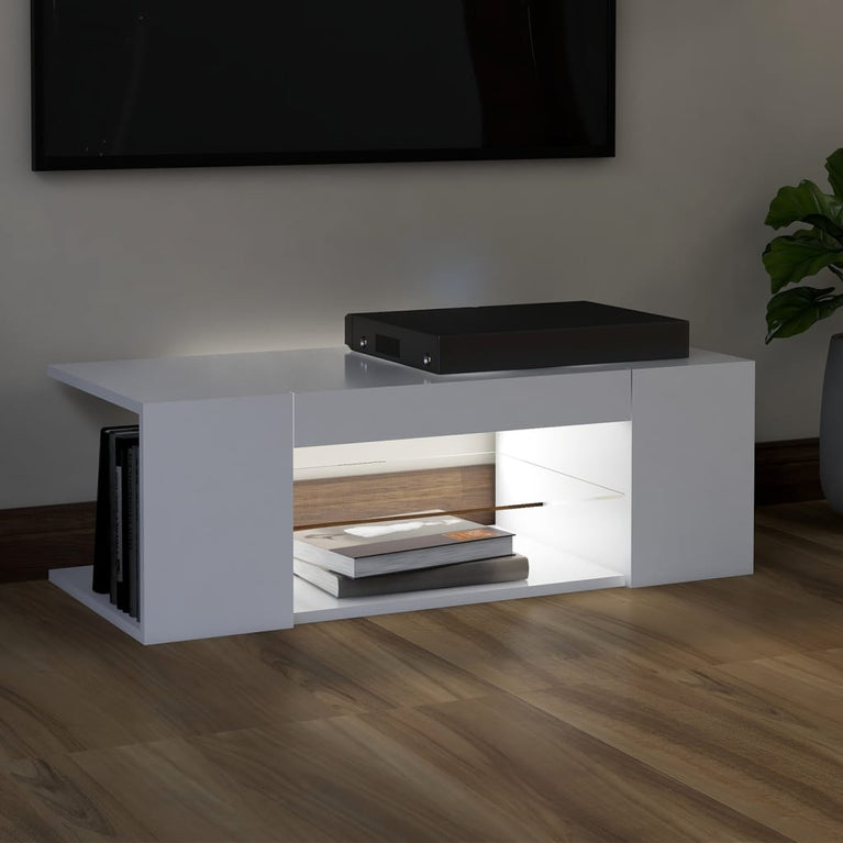 Tv-meubel met LED-verlichting 90x39x30 cm wit MeubelReus