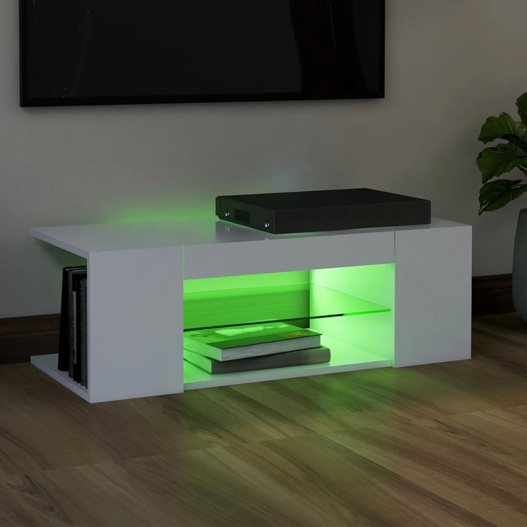 Tv-meubel met LED-verlichting 90x39x30 cm wit MeubelReus