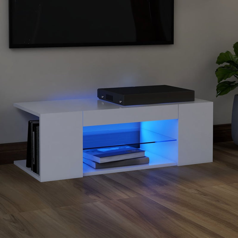 Tv-meubel met LED-verlichting 90x39x30 cm wit MeubelReus