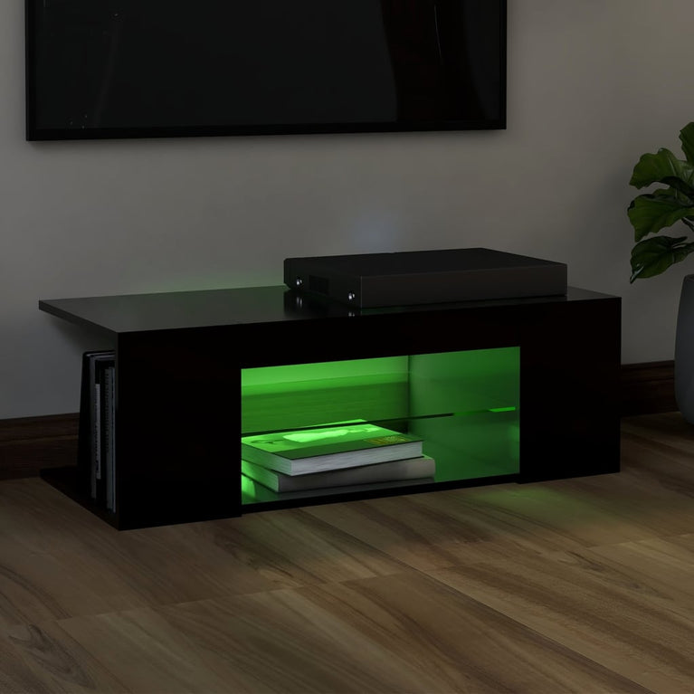 Tv-meubel met LED-verlichting 90x39x30 cm zwart MeubelReus
