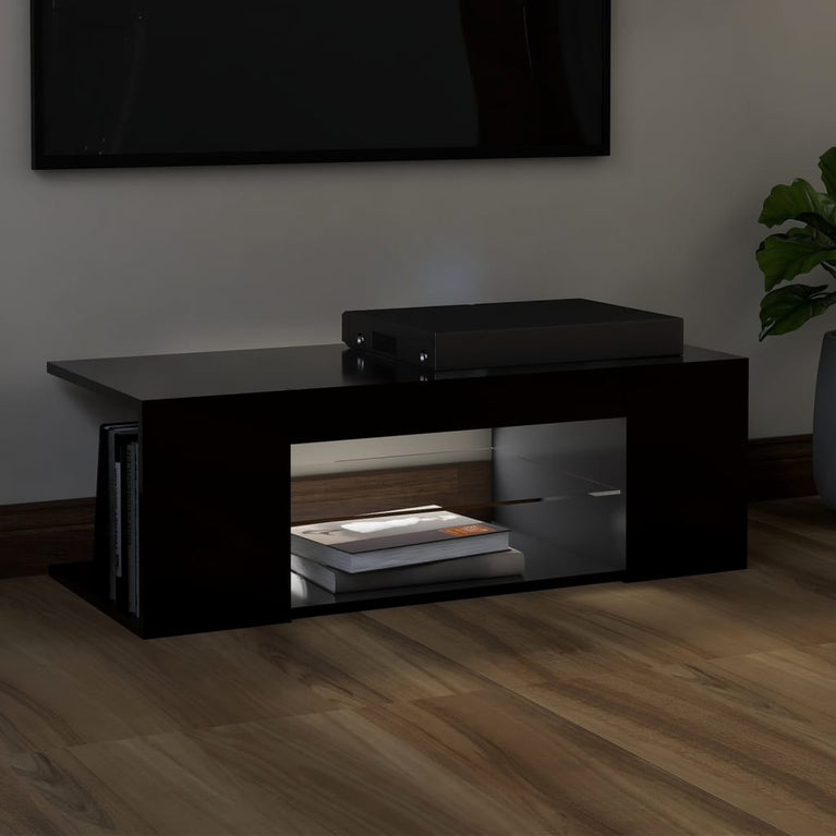 Tv-meubel met LED-verlichting 90x39x30 cm zwart MeubelReus