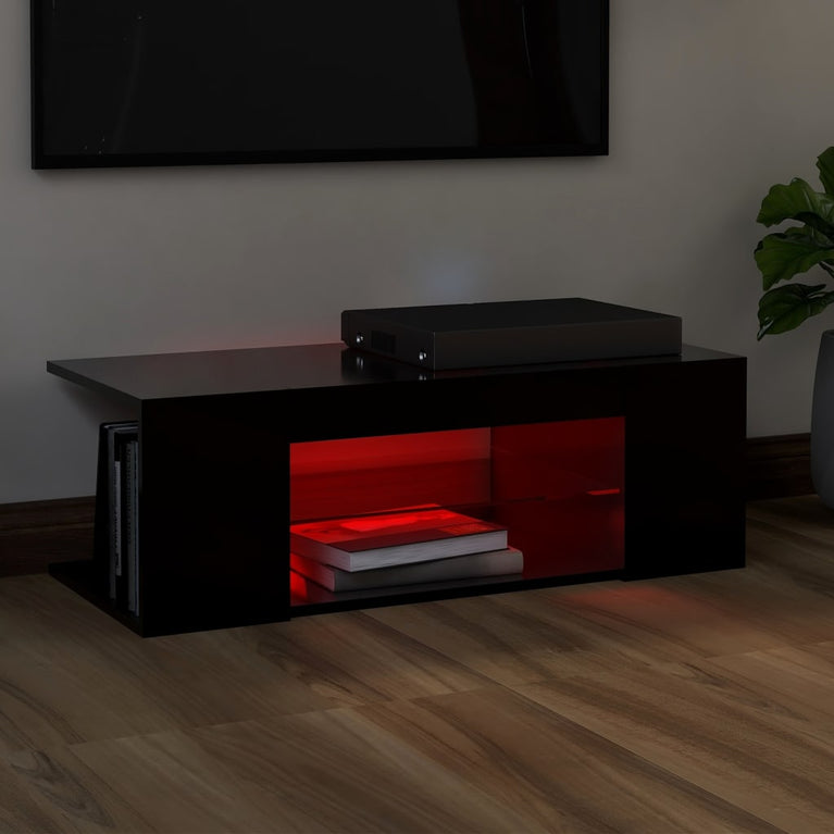 Tv-meubel met LED-verlichting 90x39x30 cm zwart MeubelReus