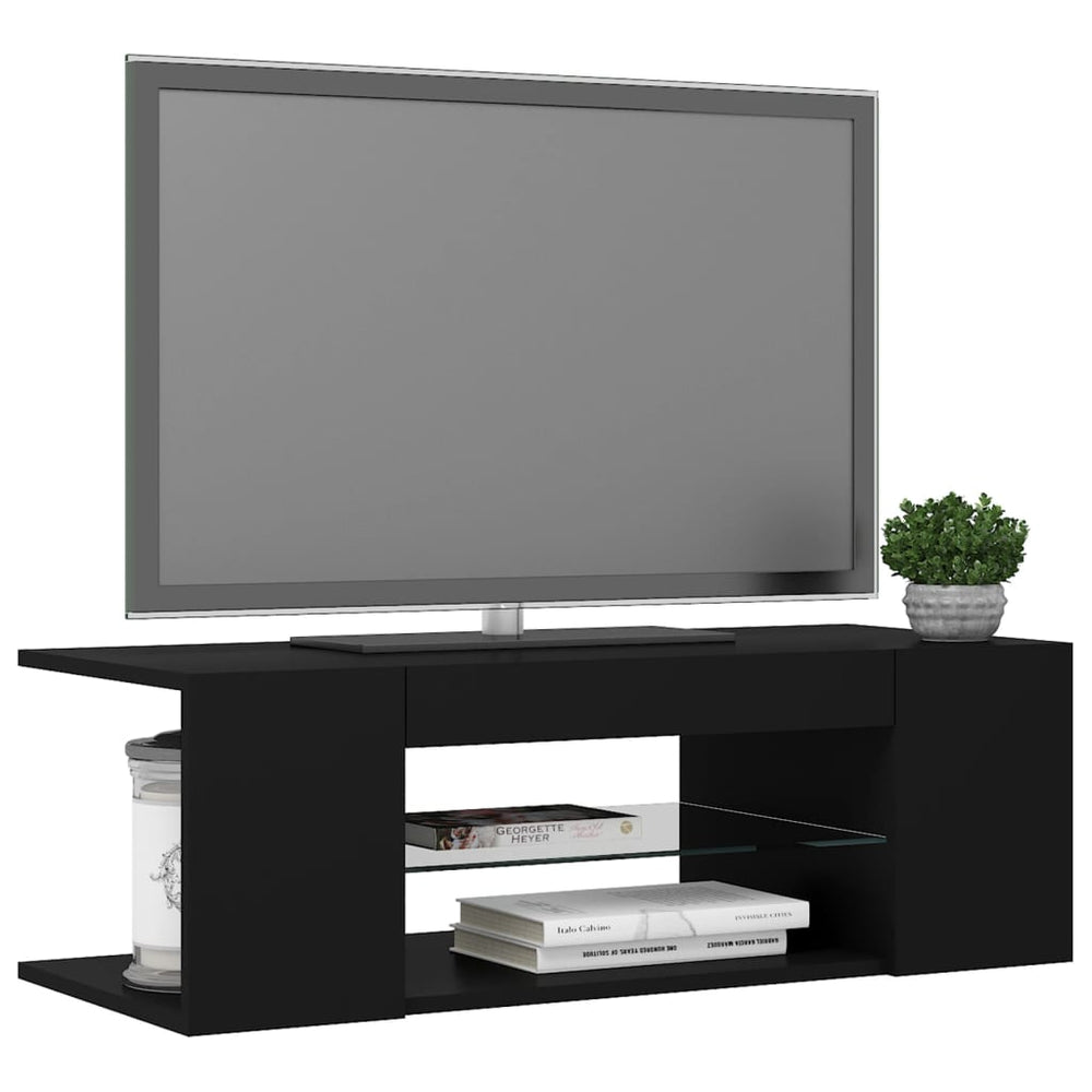 Tv-meubel met LED-verlichting 90x39x30 cm zwart MeubelReus