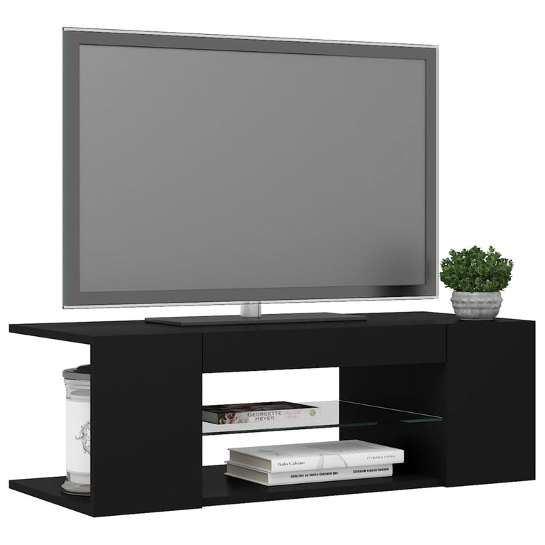 Tv-meubel met LED-verlichting 90x39x30 cm zwart MeubelReus
