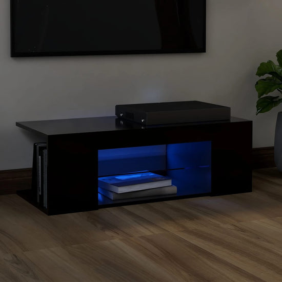 Tv-meubel met LED-verlichting 90x39x30 cm zwart MeubelReus