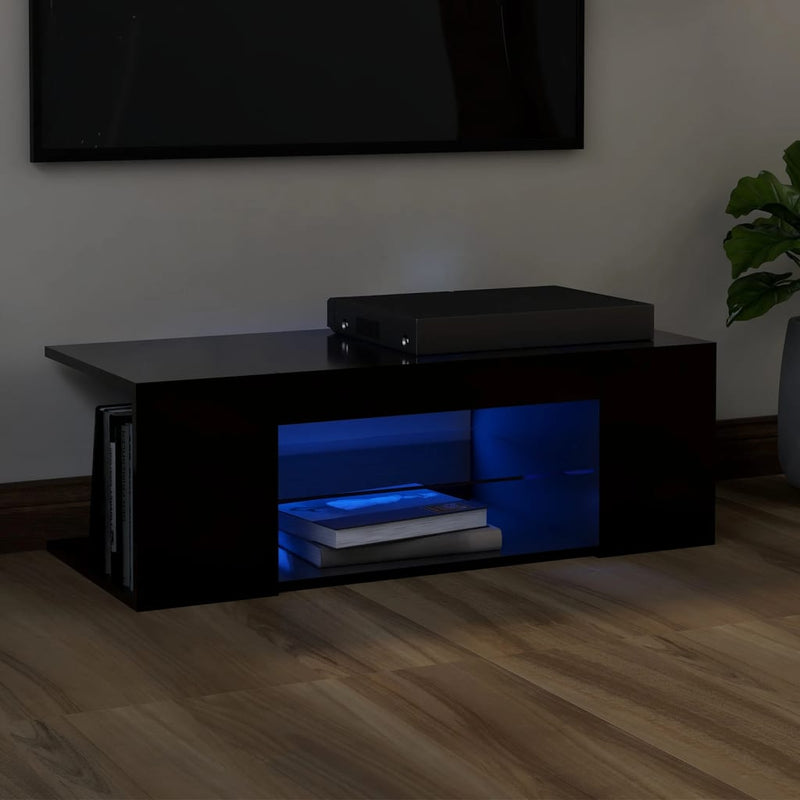 Tv-meubel met LED-verlichting 90x39x30 cm zwart MeubelReus