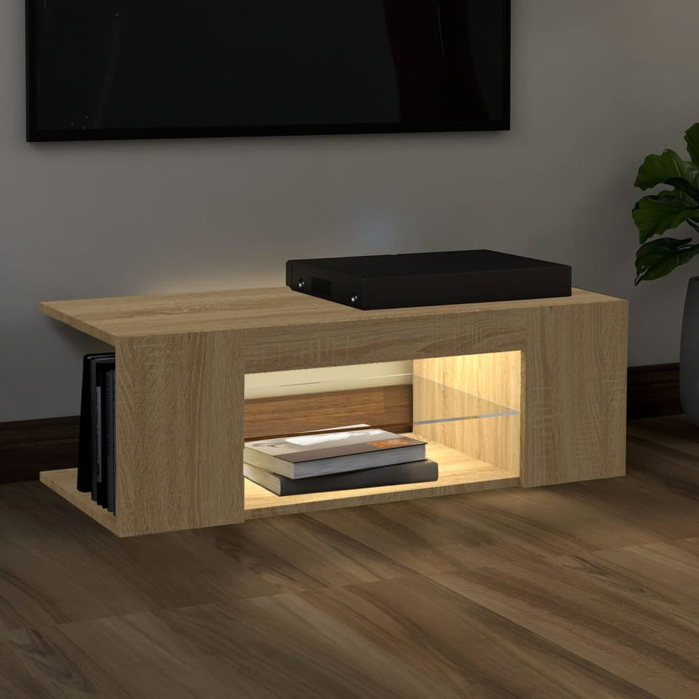 Tv-meubel met LED-verlichting 90x39x30 cm sonoma eikenkleurig MeubelReus