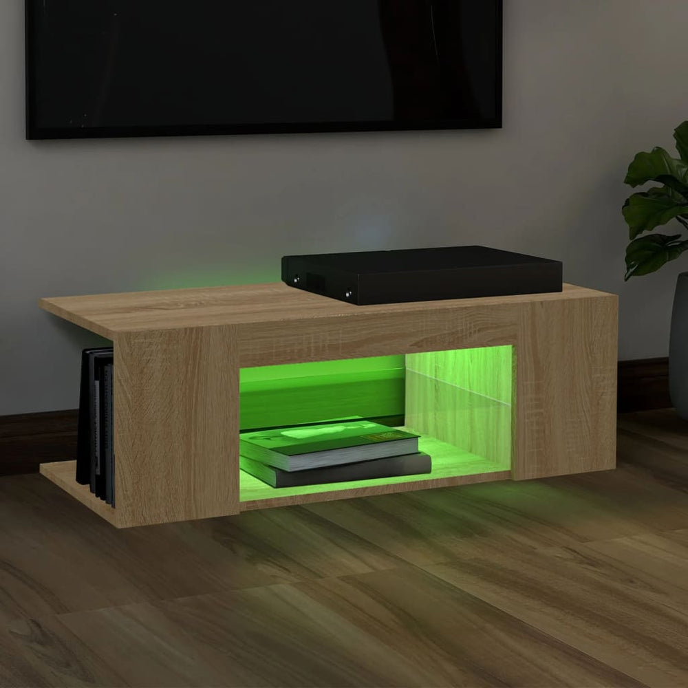 Tv-meubel met LED-verlichting 90x39x30 cm sonoma eikenkleurig MeubelReus