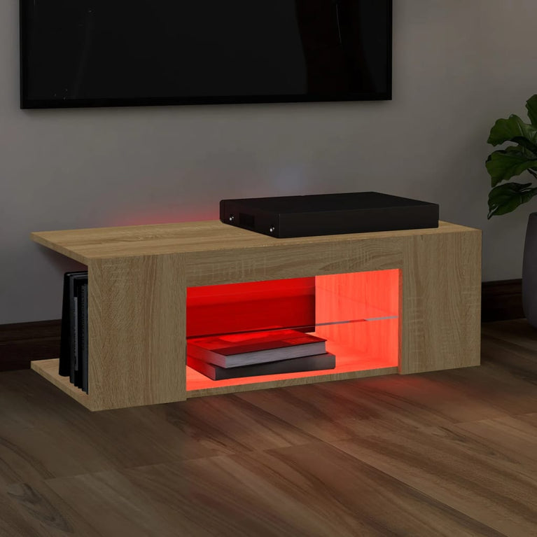 Tv-meubel met LED-verlichting 90x39x30 cm sonoma eikenkleurig MeubelReus