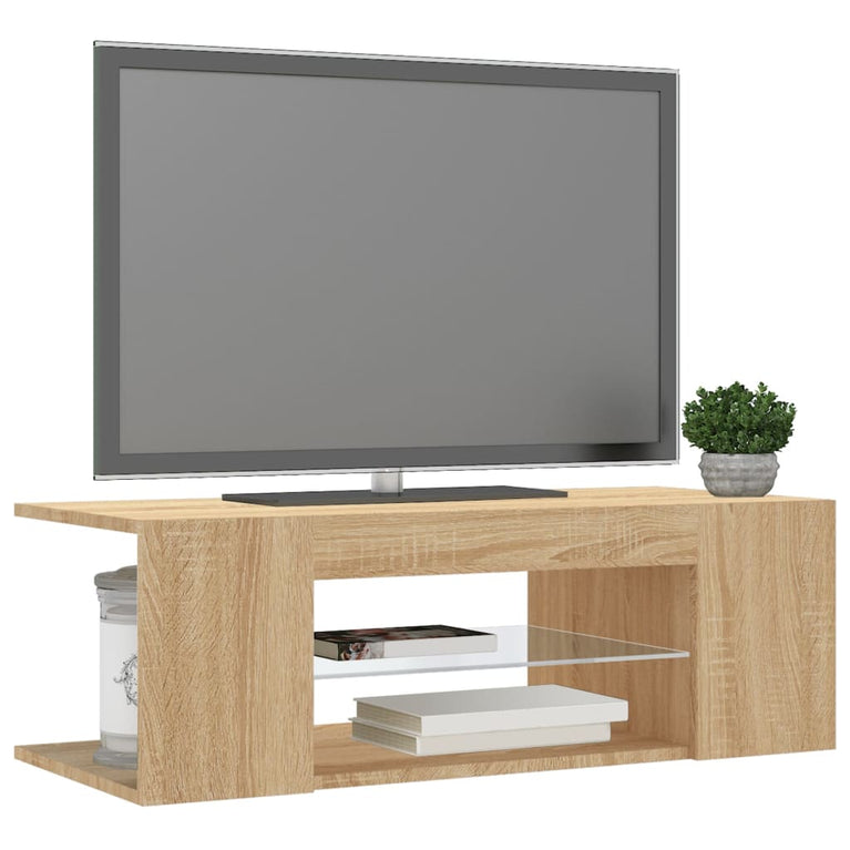 Tv-meubel met LED-verlichting 90x39x30 cm sonoma eikenkleurig MeubelReus