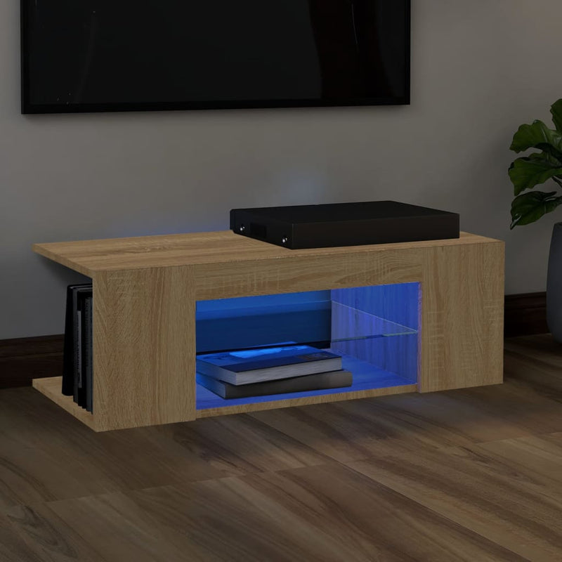 Tv-meubel met LED-verlichting 90x39x30 cm sonoma eikenkleurig MeubelReus