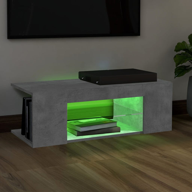 Tv-meubel met LED-verlichting 90x39x30 cm betongrijs MeubelReus
