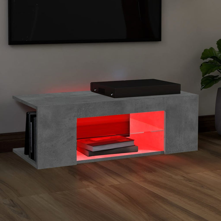 Tv-meubel met LED-verlichting 90x39x30 cm betongrijs MeubelReus