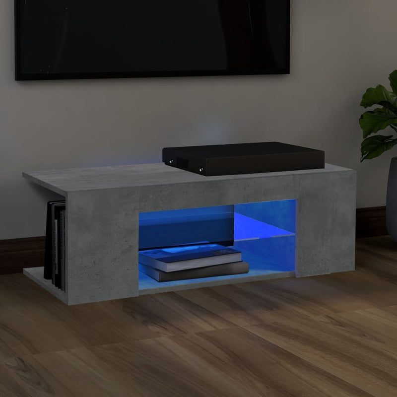 Tv-meubel met LED-verlichting 90x39x30 cm betongrijs MeubelReus