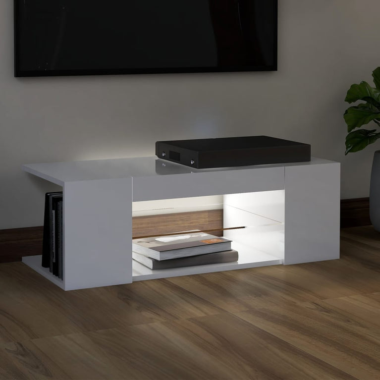 Tv-meubel met LED-verlichting 90x39x30 cm hoogglans wit MeubelReus