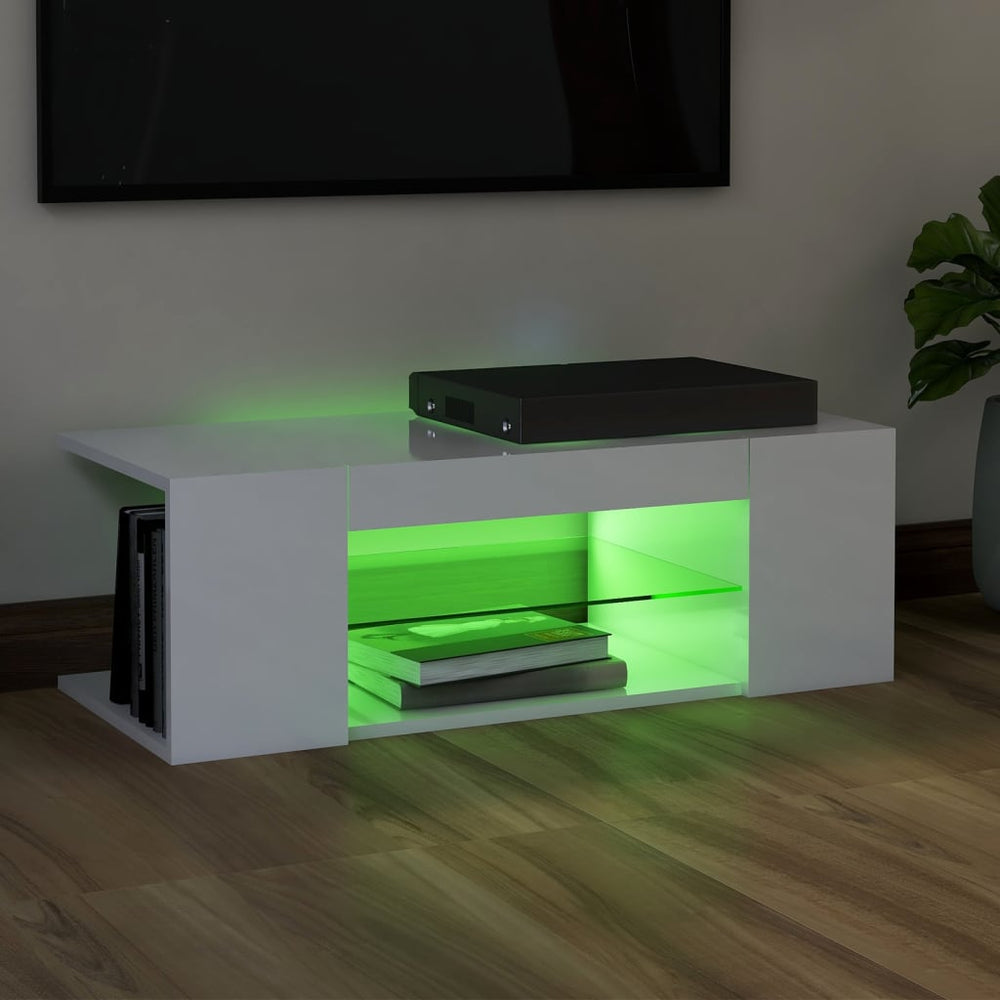Tv-meubel met LED-verlichting 90x39x30 cm hoogglans wit MeubelReus