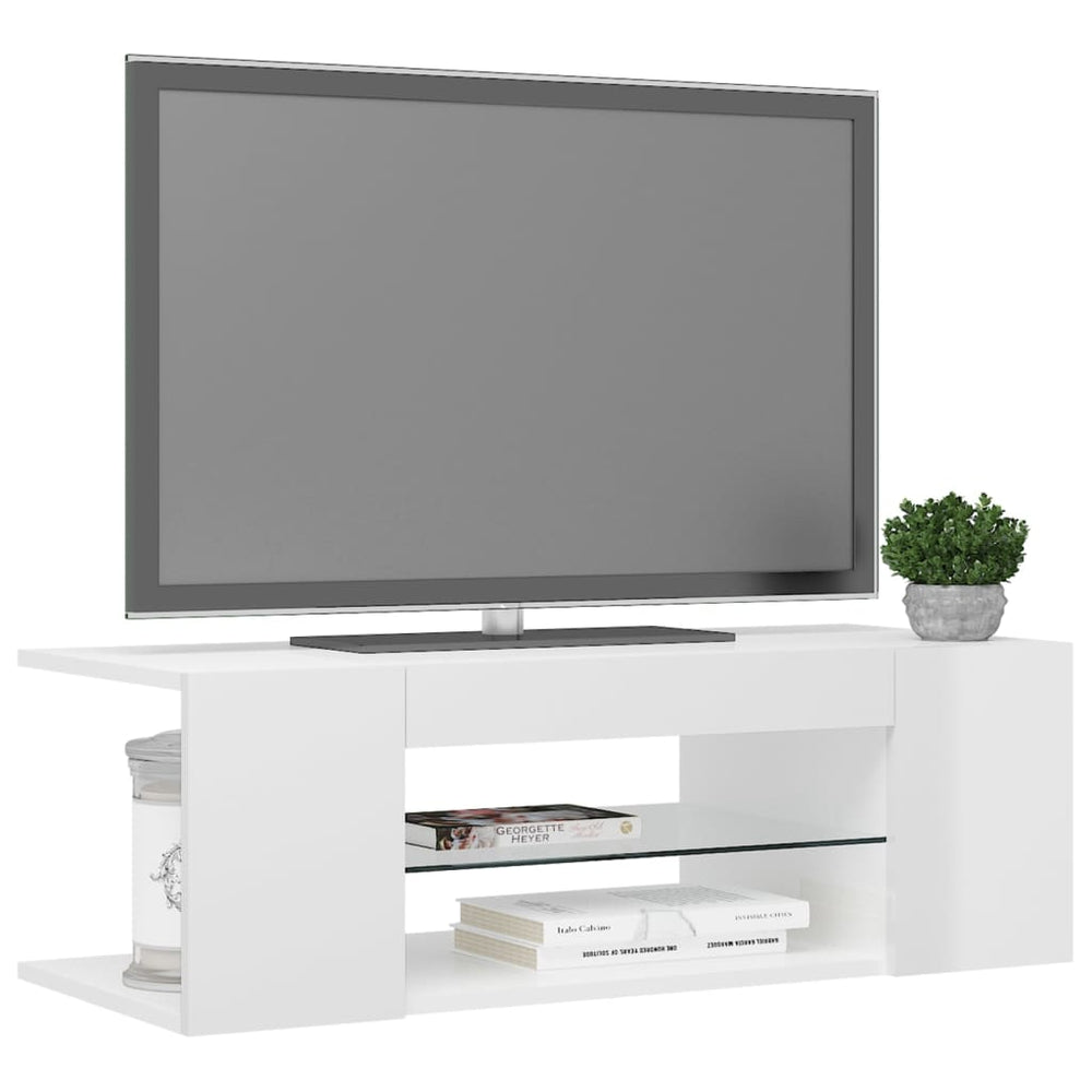 Tv-meubel met LED-verlichting 90x39x30 cm hoogglans wit MeubelReus