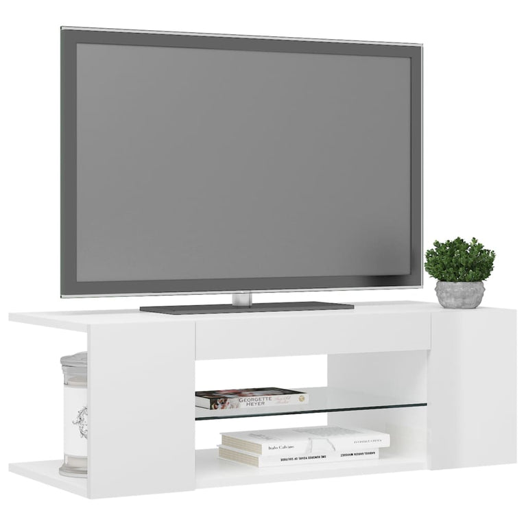 Tv-meubel met LED-verlichting 90x39x30 cm hoogglans wit MeubelReus