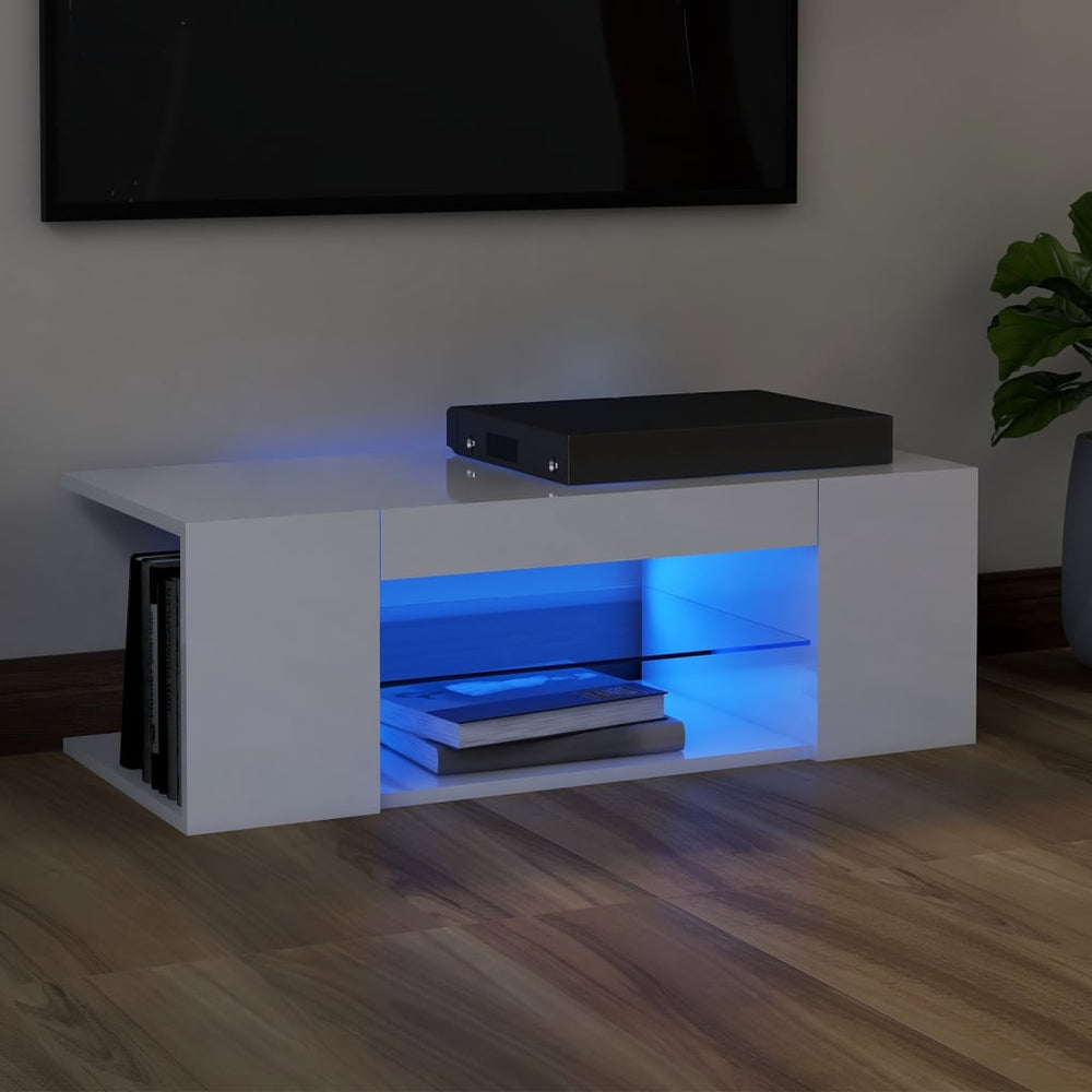 Tv-meubel met LED-verlichting 90x39x30 cm hoogglans wit MeubelReus