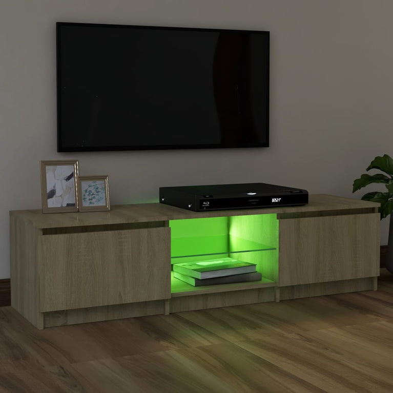 Tv-meubel met LED-verlichting 120x30x35,5 cm sonoma eikenkleur MeubelReus