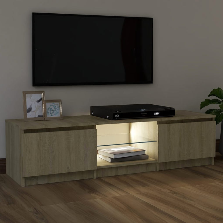 Tv-meubel met LED-verlichting 120x30x35,5 cm sonoma eikenkleur MeubelReus