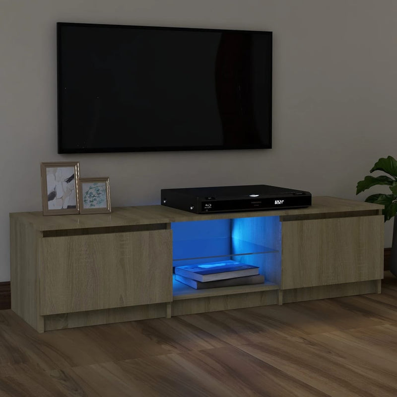 Tv-meubel met LED-verlichting 120x30x35,5 cm sonoma eikenkleur MeubelReus