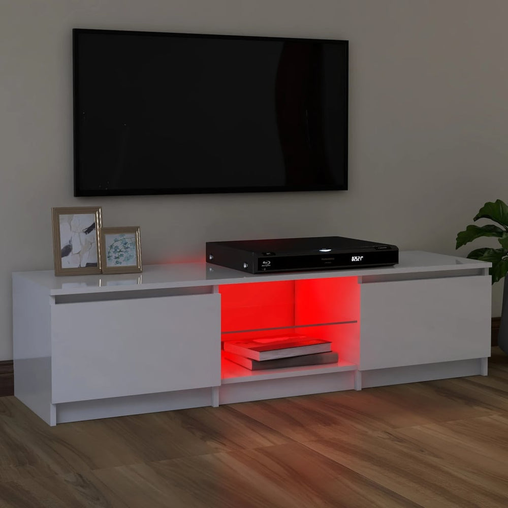 Tv-meubel met LED-verlichting 120x30x35,5 cm hoogglans wit MeubelReus